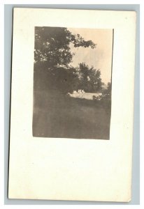 Vintage 1910's RPPC Postcard - Photo of Children on Rock Wall