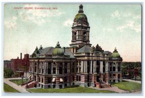 1908 Aerial View Court House Building Evansville Indianapolis IN Posted Postcard