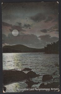 Vermont Moonlight on LAKE MEMPHREMAGOG pm1907 Pub by Hugh C. Leighton Co. ~ DB