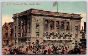 1912 Commercial Club Lincoln Nebraska NB Crowd In Front Building Posted Postcard