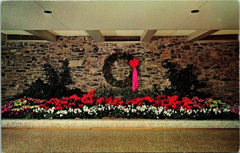 Main Lobby Christmas Decor Mitchell Park Milwaukee County Park WI Postcard VTG 