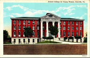 Vtg 1930's Averett College for Young Women Danville Virginia VA Linen Postcard