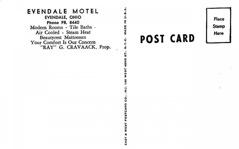 Evendale, OH Ohio  EVENDALE MOTEL~Ray G Cravaack  ROADSIDE Hamilton Co  Postcard