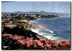 Postcard Modern Bidart The Beach in the background the Spanish mountains and ...