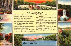 Alabama Greetings With Lyrics From State Song My Miss Julia S Taylor Curteich