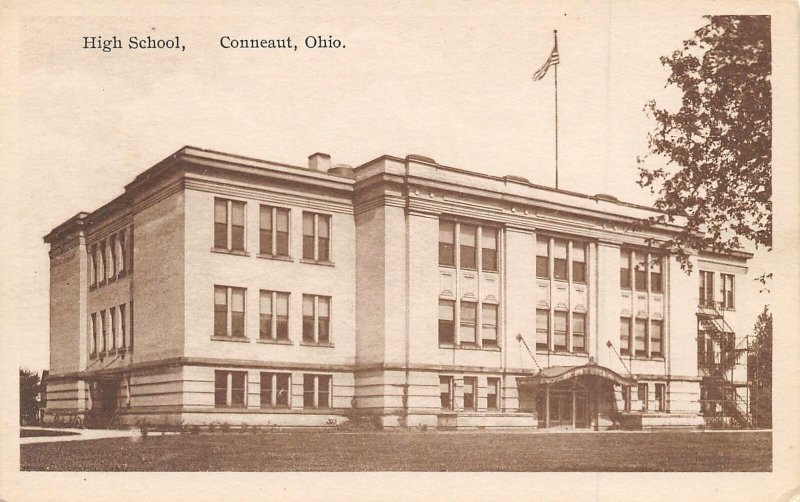 High School Conneaut Ohio 1915c postcard