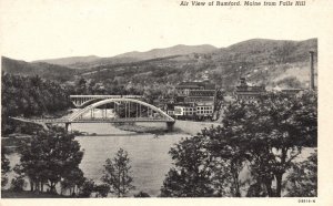 Vintage Postcard Air View From Falls Hill Bridge and Buildings Rumford Maine ME