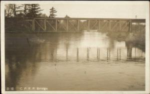 CPRR RR Train Bridge Canadian Pacific c1915 RPPC Northern Maine or Canada