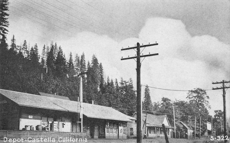 Railroad Depot CASTELLA, CA Shasta County c1910s Vintage Postcard