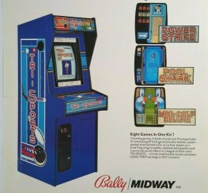 Tri Sports Arcade Flyer Original Midway Video Game Art Print Sheet 1989 Bowling 