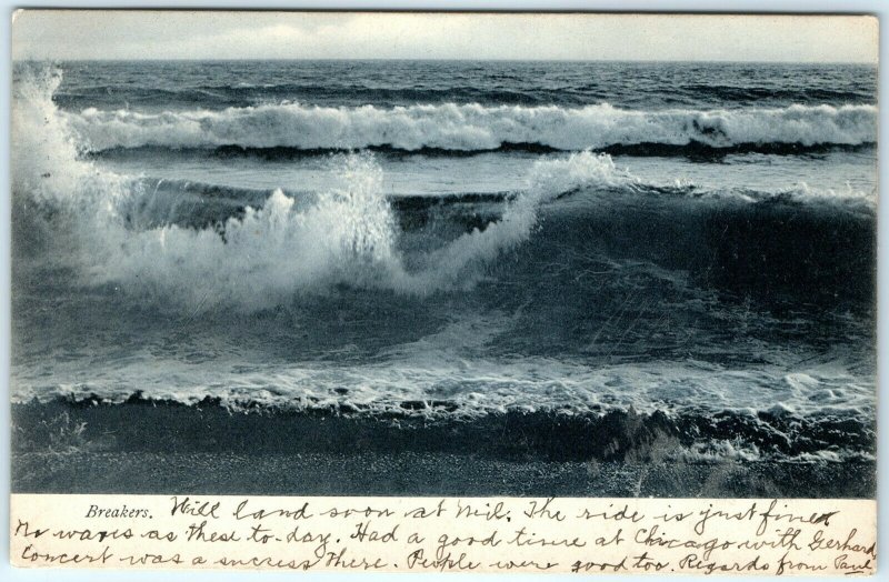 1907 UDB Marine Series Waves Adolph Selige Collotype Photo Postcard St Louis A35