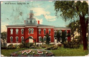 West School, Taylorville IL Vintage Postcard T13