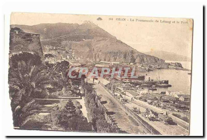 Algeria Oran Old Postcard The walk Letang and port (very animated boats)