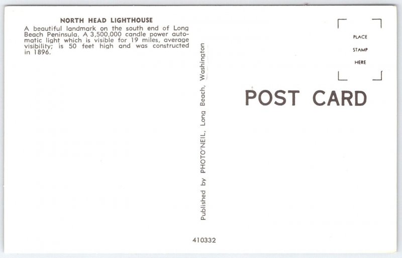 North Head Lighthouse Long Beach Peninsula Washington Vintage Postcard