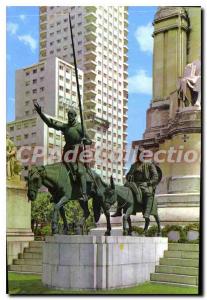 Postcard Modern Madrid Plaza de Espana Monumento a Cervantes Spain Square