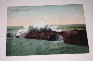 VINTAGE UNUSED POSTCARD NATURAL BRIDGE SANTA CRUZ CAL  PENNY PC