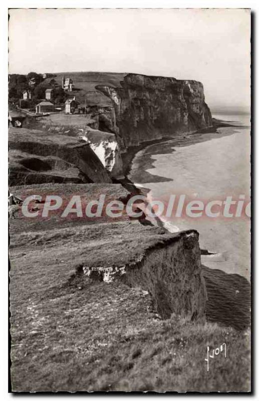 Old Postcard Berneval Sur Mer Cliffs A Maree Haute