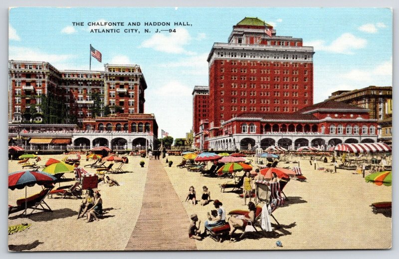 The Chalfonte And Haddon Hall Atlantic City New Jersey NJ Sun Bathing Postcard
