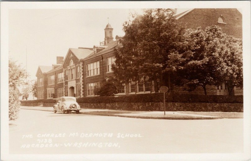Aberdeen WA Charles McDermoth School Unused Real Photo Postcard G90