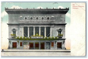 1906 Illinois Theatre Building Scene Street Chicago Illinois IL Antique Postcard