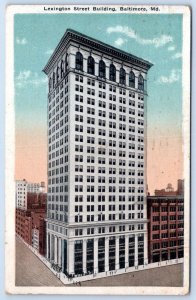 1923 BALTIMORE MD LEXINGTON ST BUILDING POSTCARD TO MILDRED MAYHEW MILFORD DE