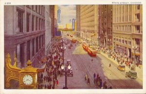 Chicago IL Illinois State Street Loop Retail District Trollies & Pedestrians WB