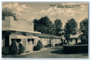 c1910's Showboat Auto Court Office Exterior Hastings Nebraska NE Trees Postcard