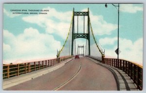 Canadian Span, Thousand Islands Bridge, Ontario, Vintage Postcard, NOS