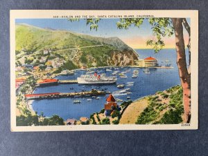 Avalon Bay Catalina Island CA Linen Postcard H1156082524