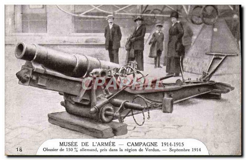 Old Postcard Militaria Paris Musee de l & # 39armee Howitzer 150mm German cau...