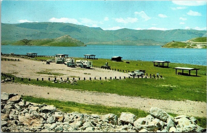 Hap Hawkins Reservoir Clark Canyon Dam Beaverhead River Dillon Montana Postcard  