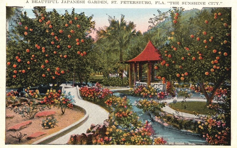 Vintage Postcard Beautiful Japanese Garden The Sunshine City St Petersburg Fla.