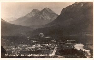 Banff Village and Goat Mountain Canada RPPC Vintage Postcard Real Photo