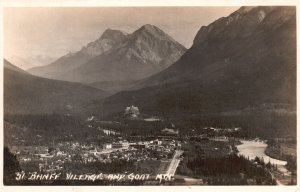 Vintage Postcard Real Photo Banff Village and Hoat Mountain Canada RPPC