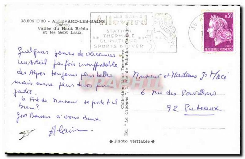 Old Postcard Allevard Les Bains Vallee du Haut Breda and Sept Laux