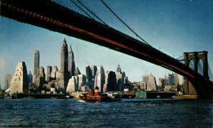 USA Brooklyn Bridge New York City Vintage Postcard 08.47