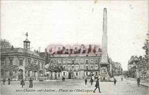 Old Postcard Chalon sur Saone Square Obelisk