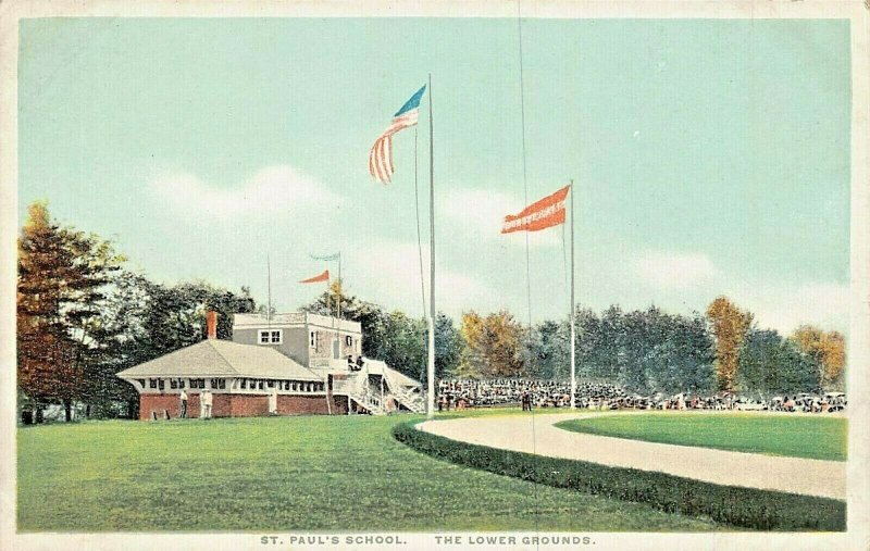 CONCORD NEW HAMPSHIRE~ST PAUL'S SCHOOL-LOWER GROUNDS-BASEBALL? ~1920s POSTCARD