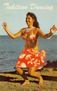 TAHITIAN DANCING Hula Dancer Polynesian Hawaii Pinup ca 1960s Vintage Postcard