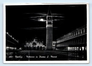 RPPC VENEZIA Venice Night at Piazza St. Marco 4x6 Italy Postcard