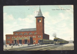 EL PASO TEXAS UNION RAILROAD DEPOT TRAIN STATION VINTAGE POSTCARD 1909