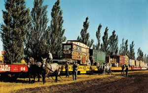 BARABOO Wisconsin WI   PERCHERON HORSES Unloading CIRCUS WAGONS~TRAIN   Postcard