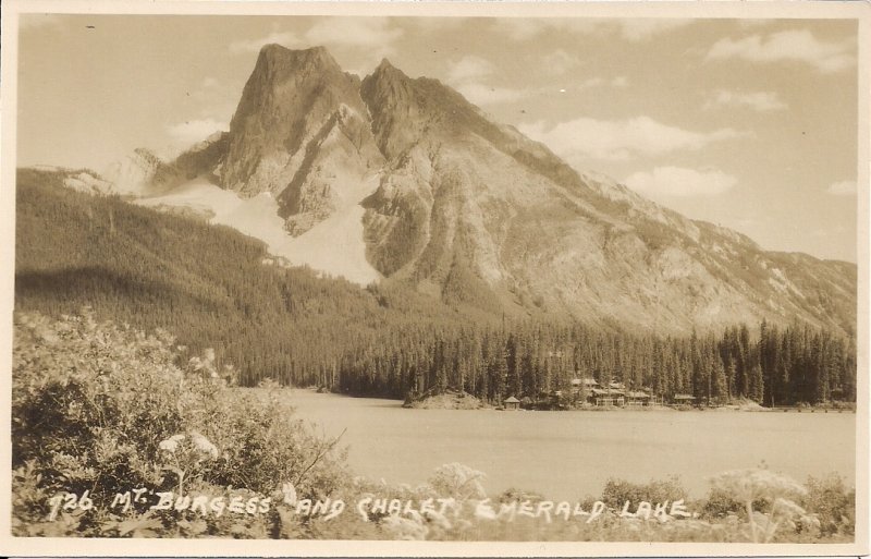 RPPC CANADA Emerald Lake Lodge Mt. Burgess, CPR, Canadian Pacific Railway, 1920s