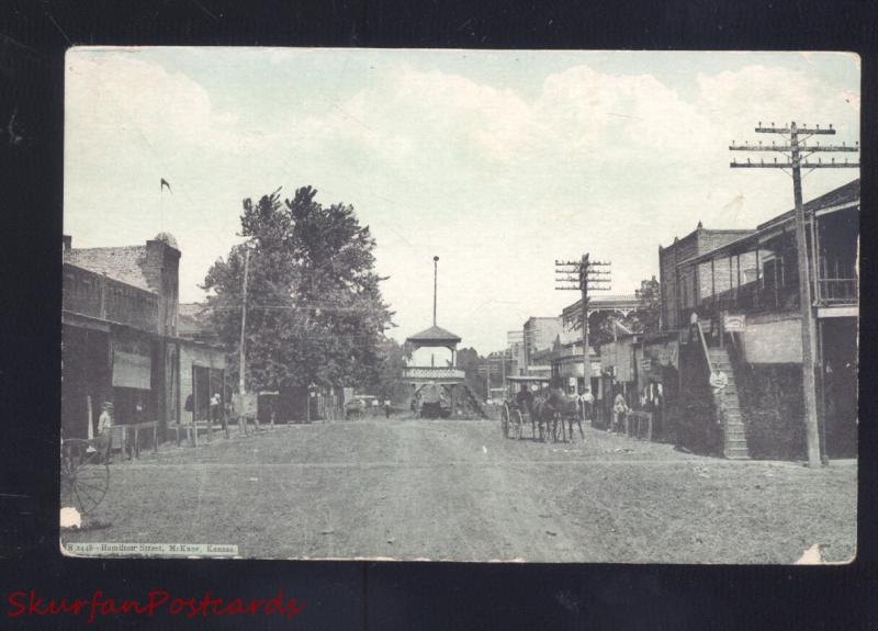 MCKUNE KANSAS DOWNTOWN HAMILTON STREET SCENE ANTIQUE VINTAGE POSTCARD