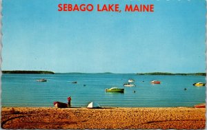 Sebago Lake Maine ME Boats Postcard Scalloped Edges 
