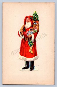 K10/ Santa Claus Christmas Postcard c1910 Tree Toys Hood Detroit Michigan 53