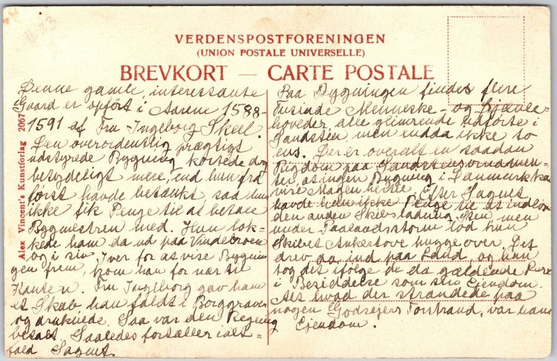 Voergaard Castle (Jylland) Dronninglund Denmark Antique Postcard