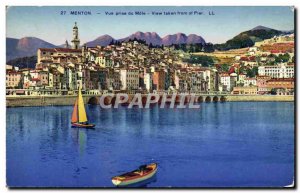 Old Postcard Menton View Mole Socket