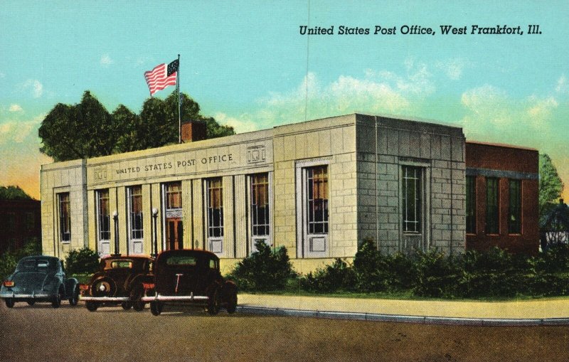 West Frankfort IL-Illinois United States Post Office Building, Vintage Postcard