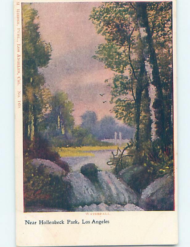 Pre-1907 HOLLENBECK PARK WATERFALL Los Angeles California CA hp9456